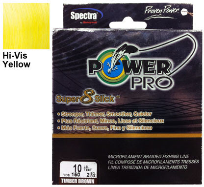 Power Pro PowerPro Super 8 Slick Braided Line 150 Yards, 20 lbs Tested,  0.009 Diameter, Hi-Vis Yellow