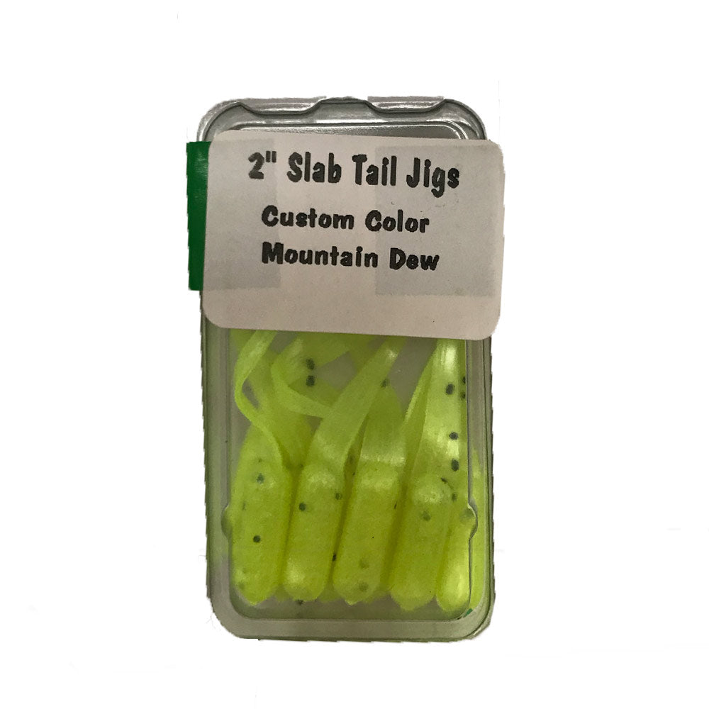 Fish Stalker 2in Slab Tail Panfish Jig - Black Chartreuse Tail